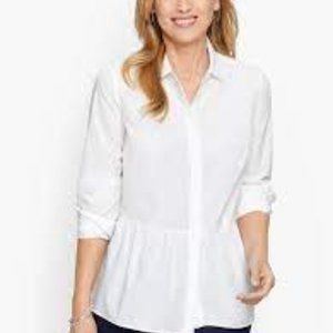 Talbots Vintage White 100% Cotton Long Sleeve Peplum Shirt Jacket/Blouse